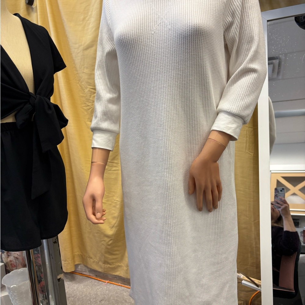 Roolee Elegant Cream Long Sleeve Dress - Picture 1 of 8